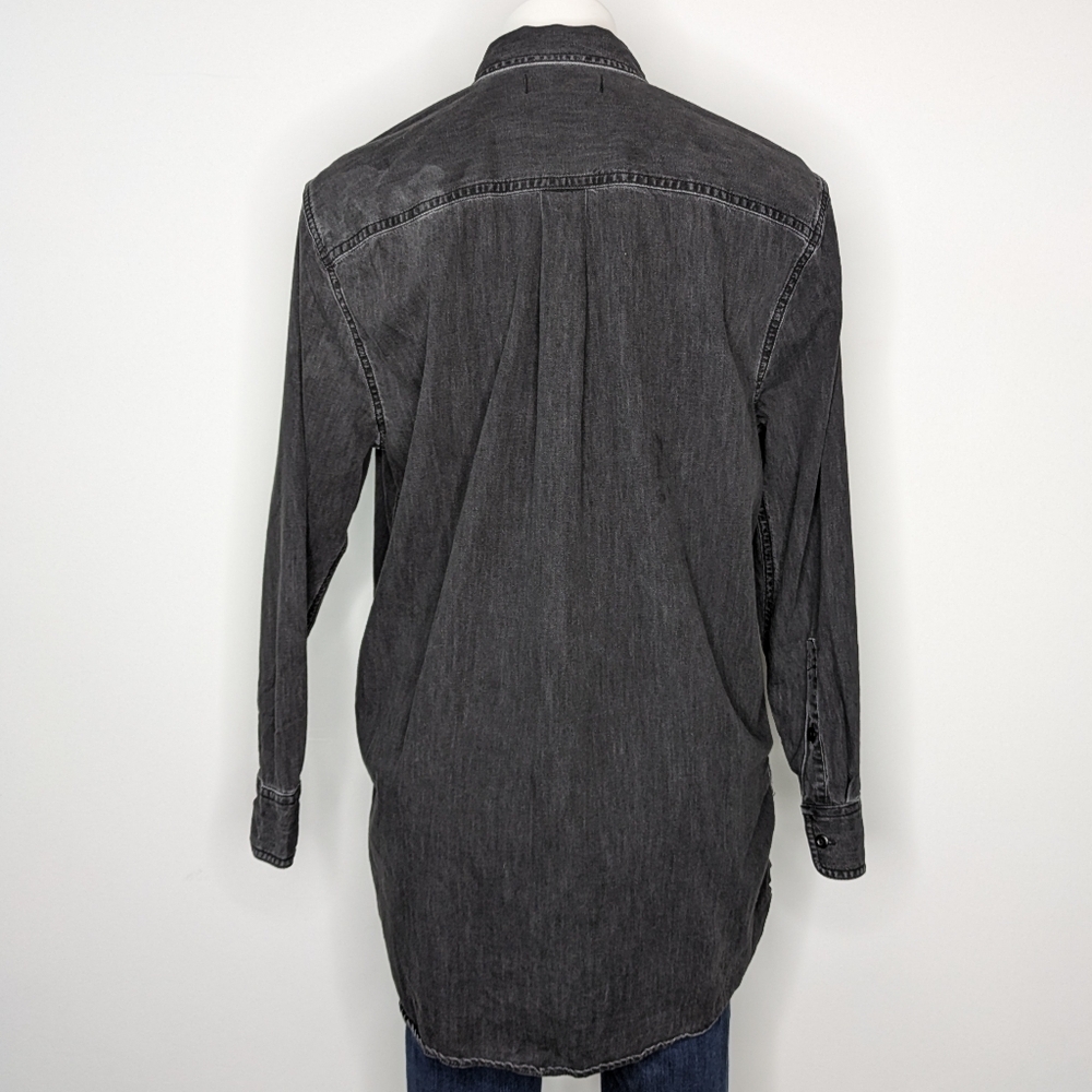 Madewell washed out black denim 1/2 button pullover top M - Picture 5 of 9